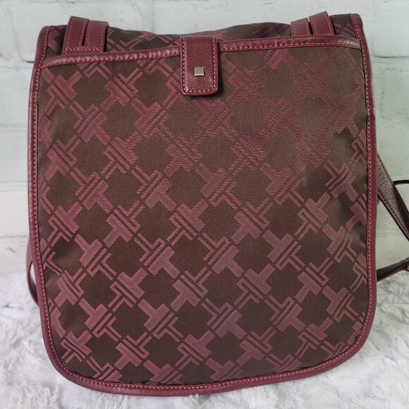 TUMI Signature Burgundy Canvas Messenger Bag - Picture 2 of 10